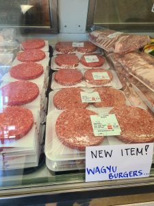 trays of new item wagyu burger patties